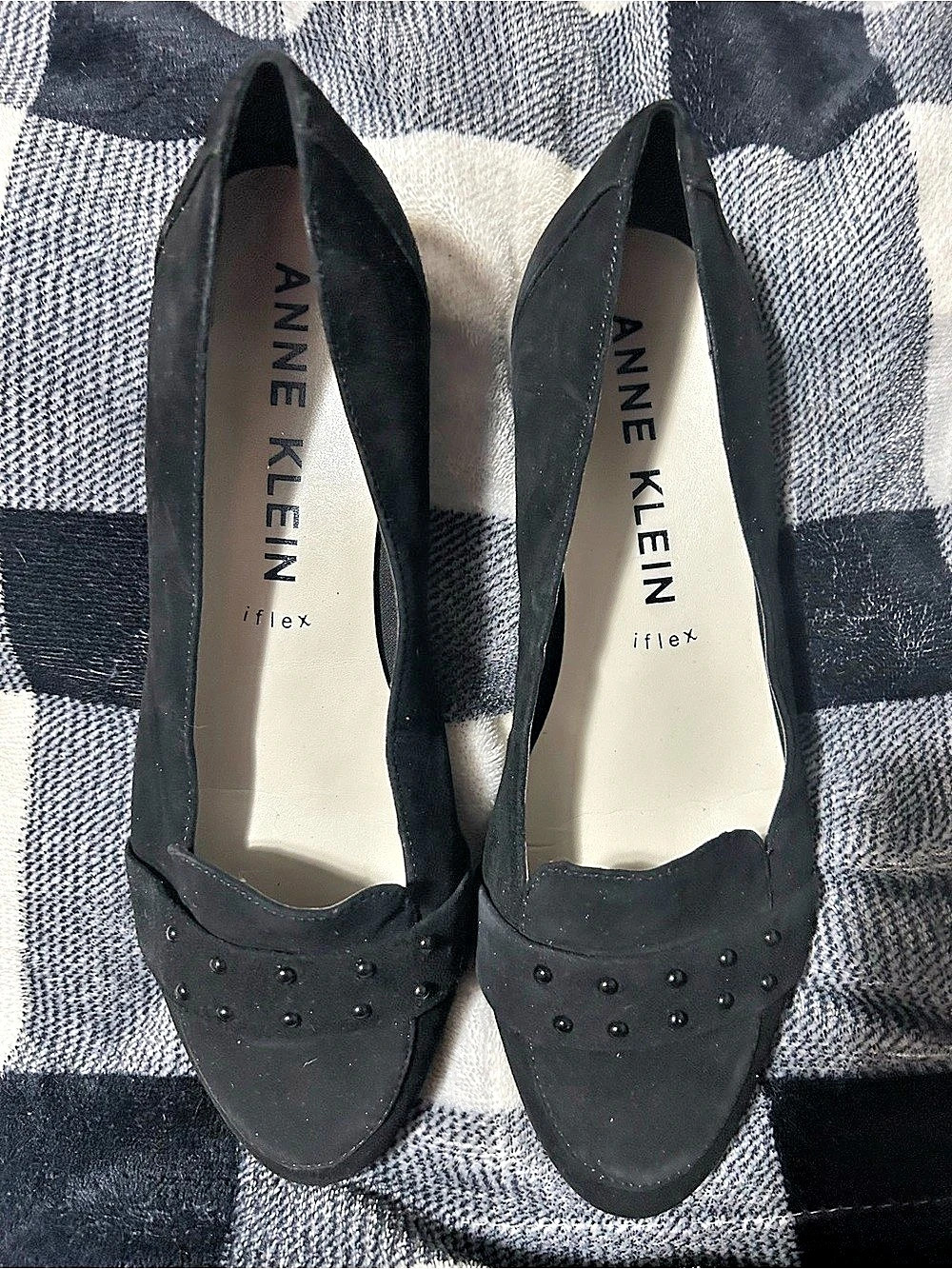 Anne Klein Black Studded Flats